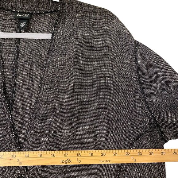 Eileen Fisher Blazer Cardigan XL Linen One Button Relaxed Boho Artsy Coastal - Picture 4 of 7